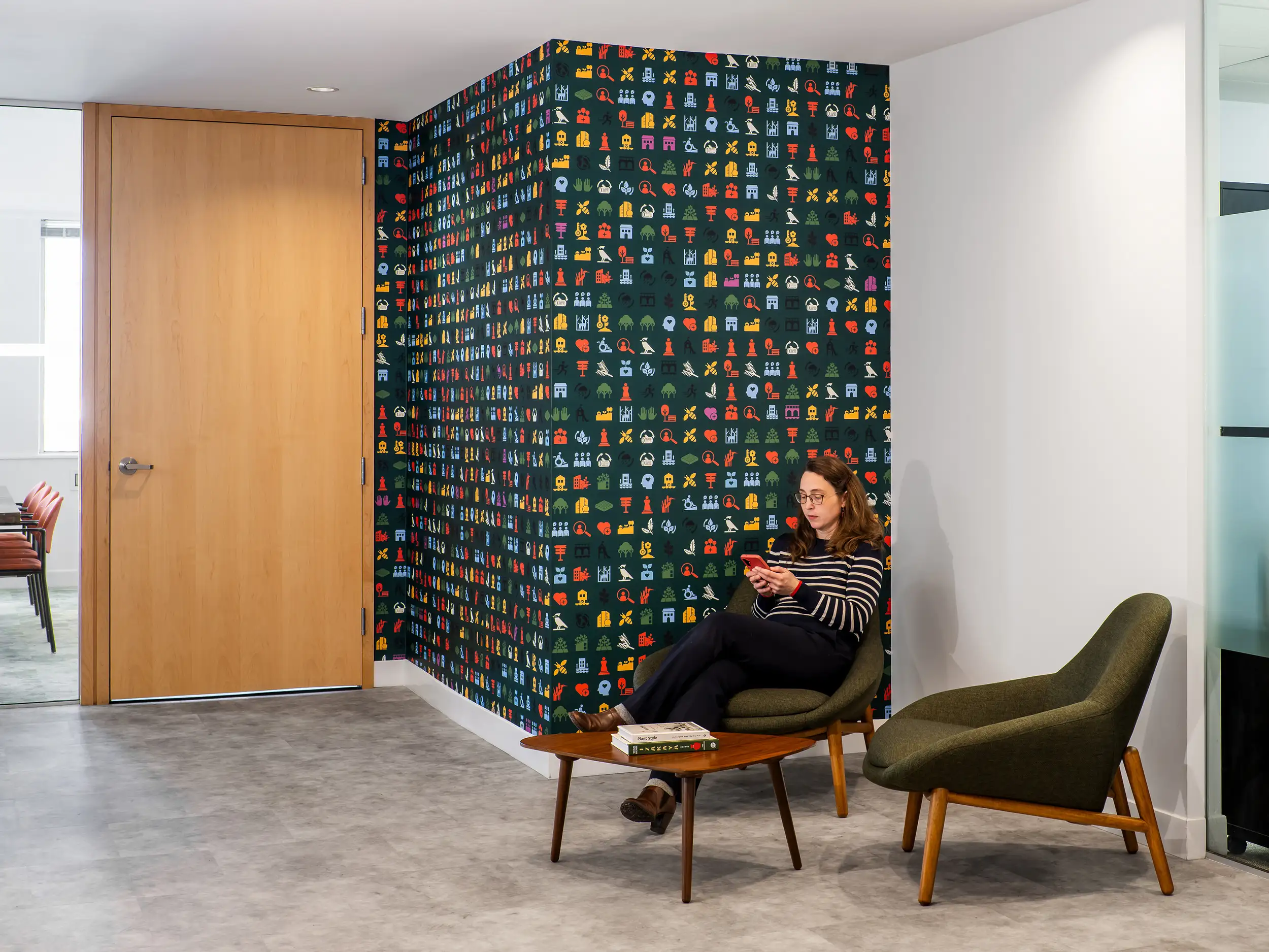 Custom graphics at PWL's entry lounge in Vancouver, BC | Māk Interiors
